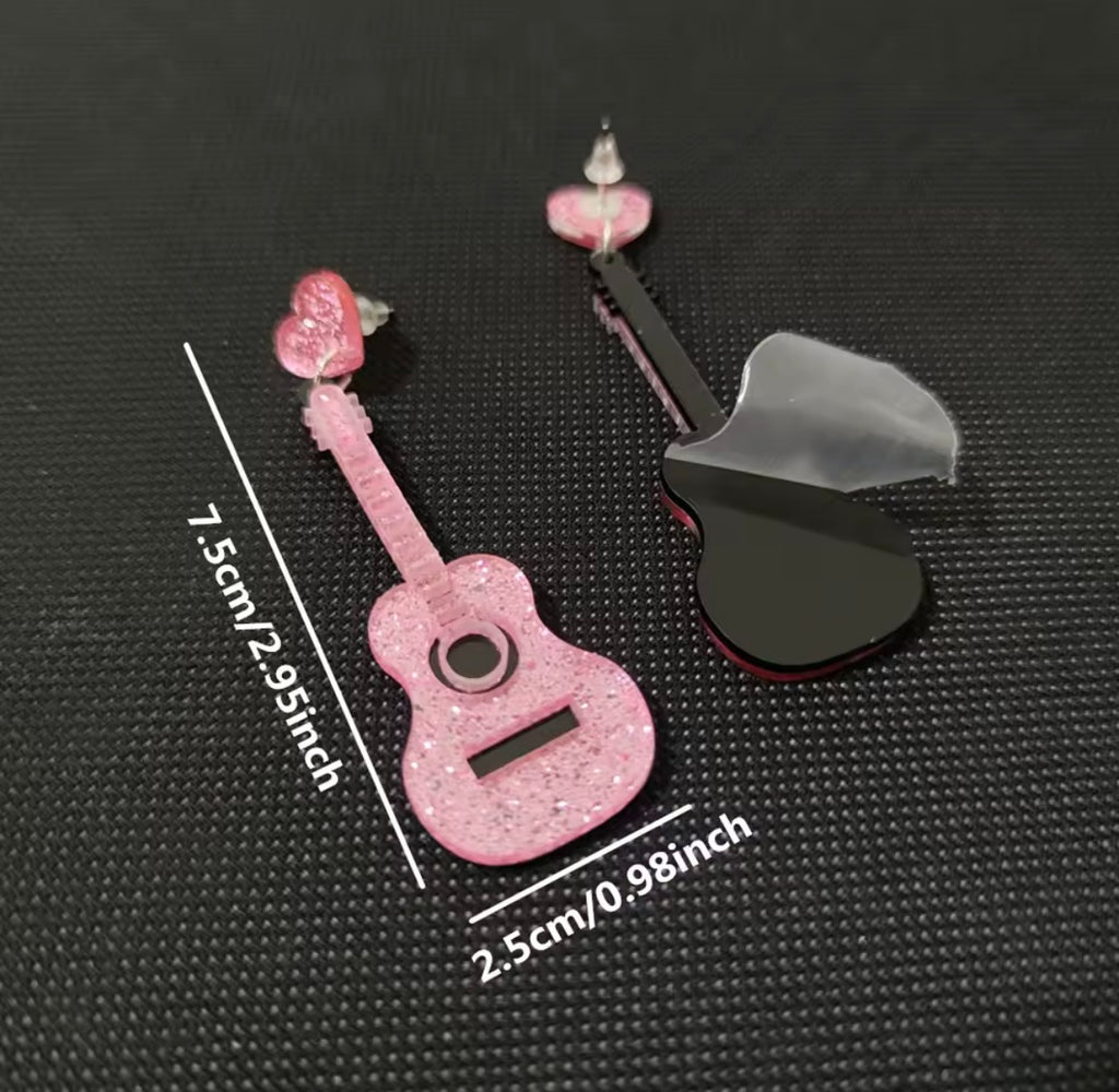 No Strings Attached (Pink Guitar) - Earrings