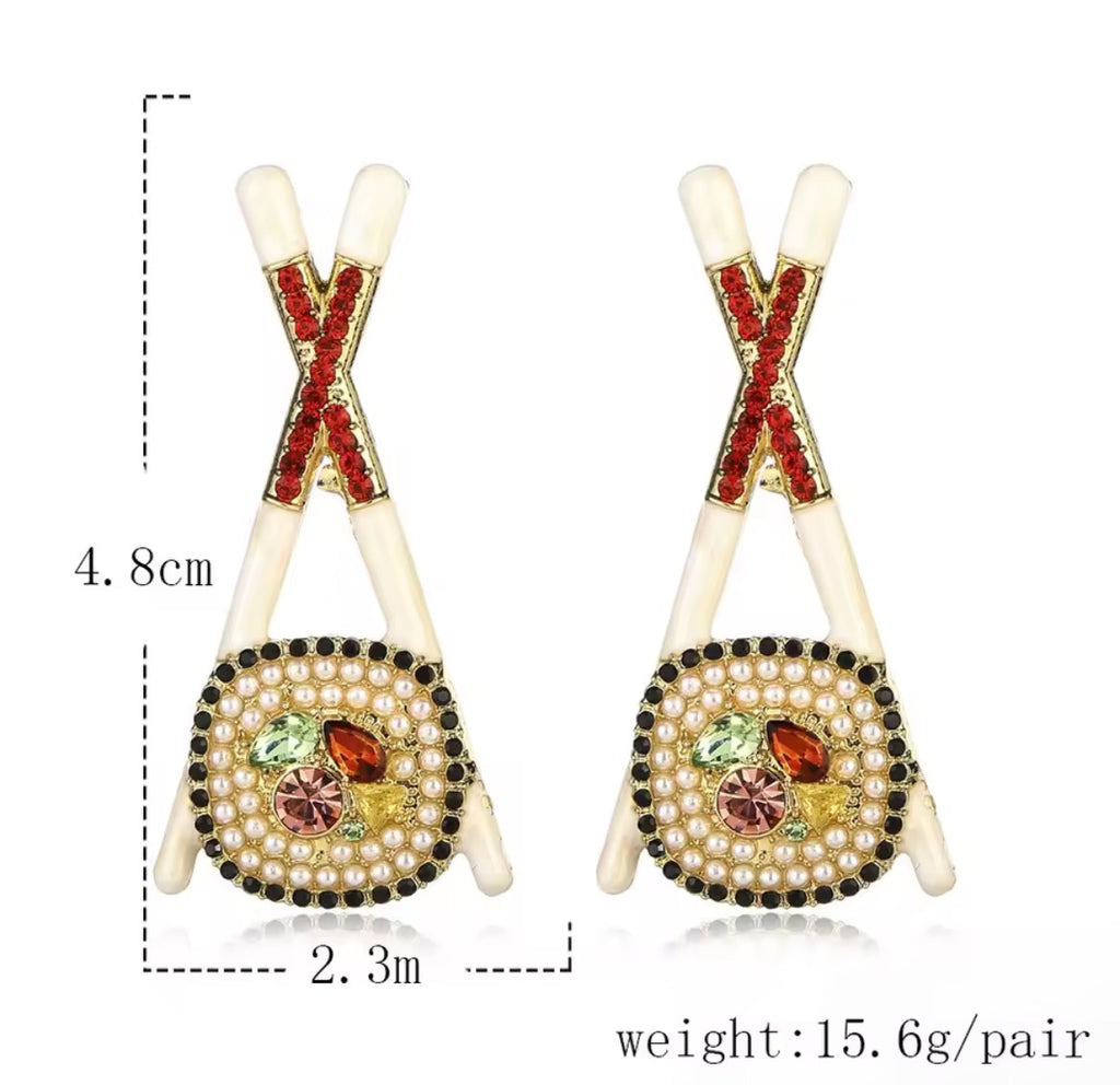 I'm On a Roll! (Sushi With Chopsticks) - Earrings