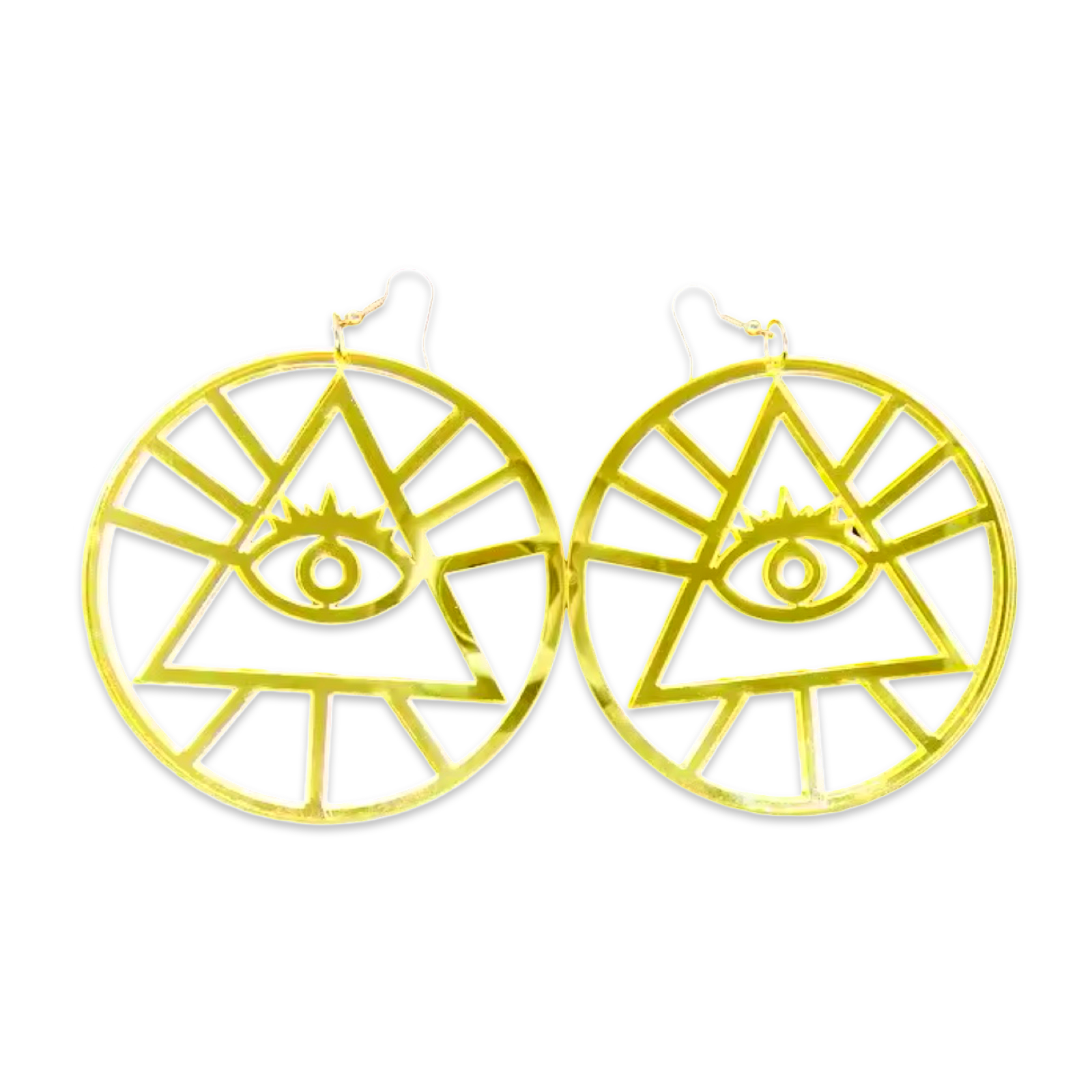 Eye of Providence (Gold Acrylic Pyramid w/ Eye) Dangle) - Earrings