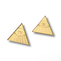 Peek-a-boo (Gold Acrylic Pyramid Stud) - Earrings