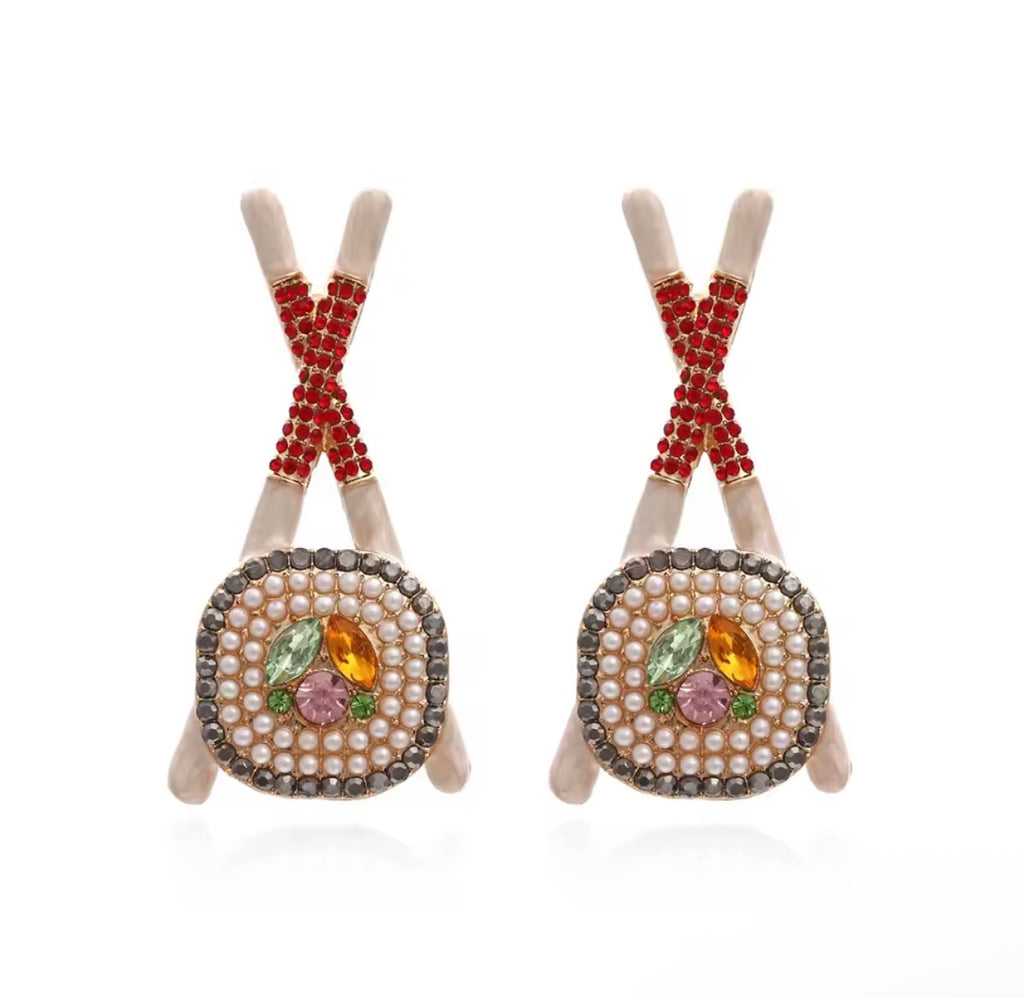 I'm On a Roll! (Sushi With Chopsticks) - Earrings