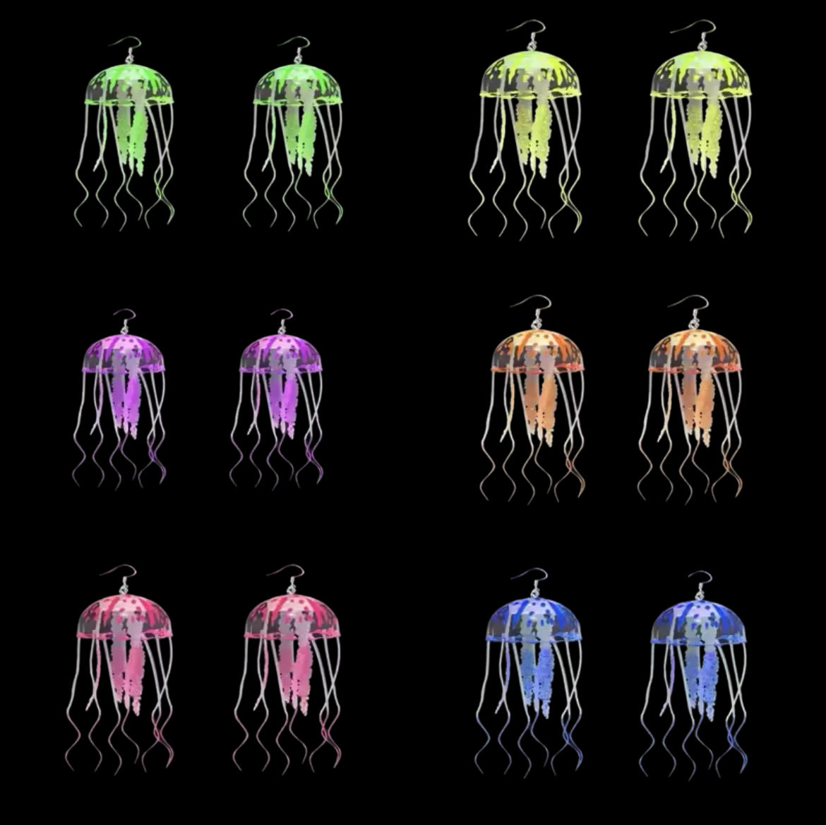 Jell-A-Sea (Neon Jellyfish) - Earrings