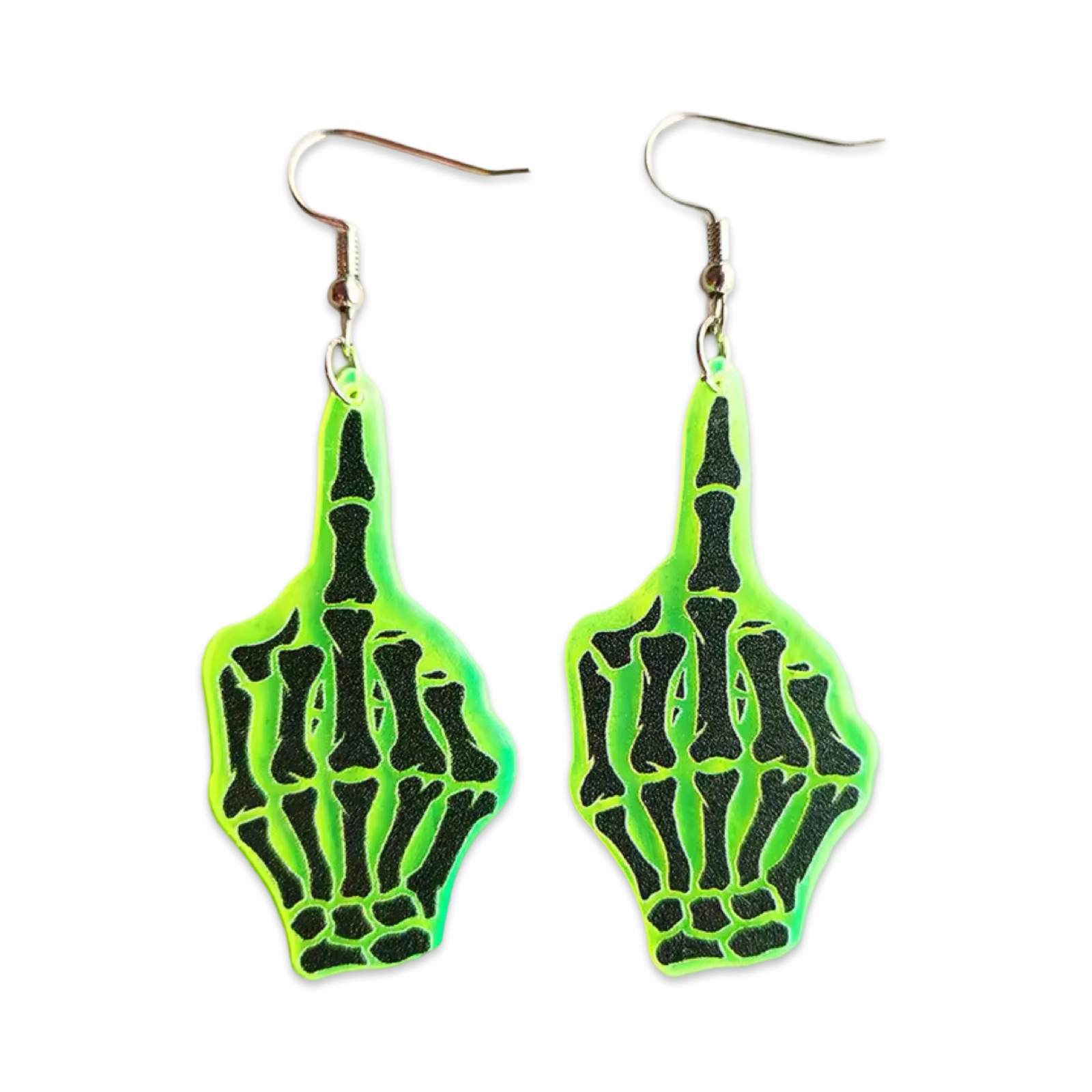 Fuck It! (Neon Skeleton Middle Finger) - Earrings