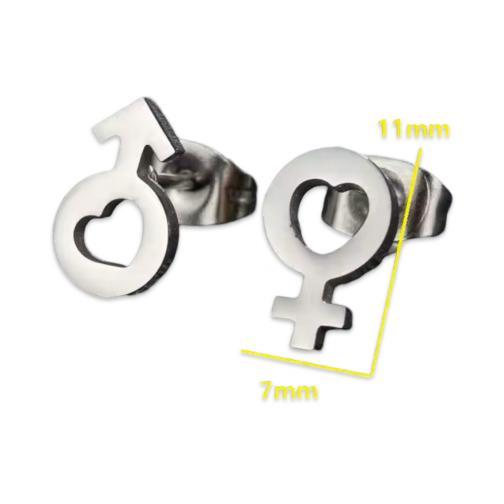 Love For All Genders (Gender Sign Stud w/ Heart) - Earrings