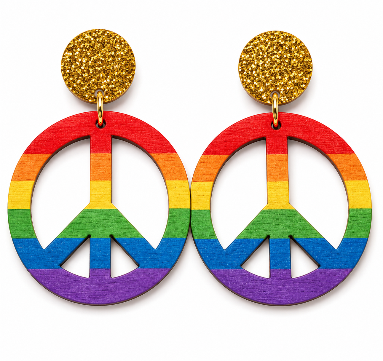 Rainbow Peace Sign - Earrings
